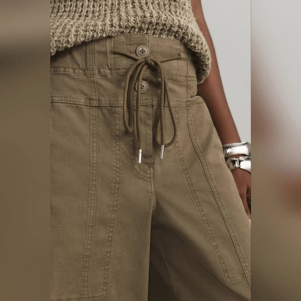 Anthropologie Maeve Utility Wide Leg Trousers Pants Green M - Picture 3 of 12